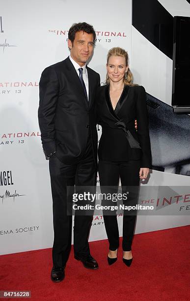 Actor Clive Owen and actress Naomi Watts attend the Cinema Society and Angel by Thierry Mugler screening of "The International" at AMC Lincoln Square...