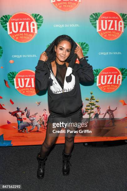 Actress Tristin Mays attends Atlanta Premiere of Cirque du Soleil's "LUZIA - A Waking Dream of Mexico" at Big Top at Atlantic Station on September...