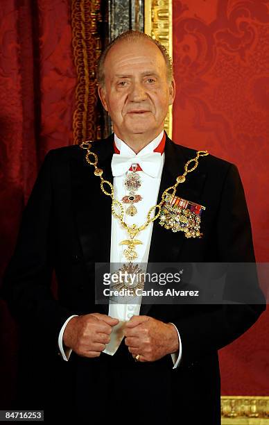 King Juan Carlos of Spain attends a Gala Dinner honouring Argentine President Cristina Fernandez de Kirchner, at The Royal palace on February 09,...