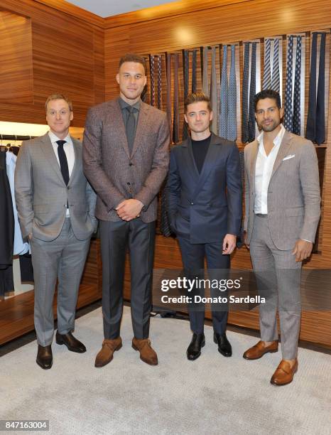 Actor Alan Tudyk, host Blake Griffin, profssional soccer player Robbie Rogers and actor Adam Rodriguez at Ermenegildo Zegna Blake Griffin Beverly...