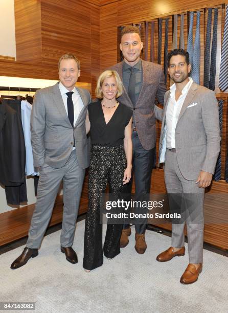 Actor Alan Tudyk, Charissa Barton, host Blake Griffin and actor Adam Rodriguez at Ermenegildo Zegna Blake Griffin Beverly Hills event 2017 at...