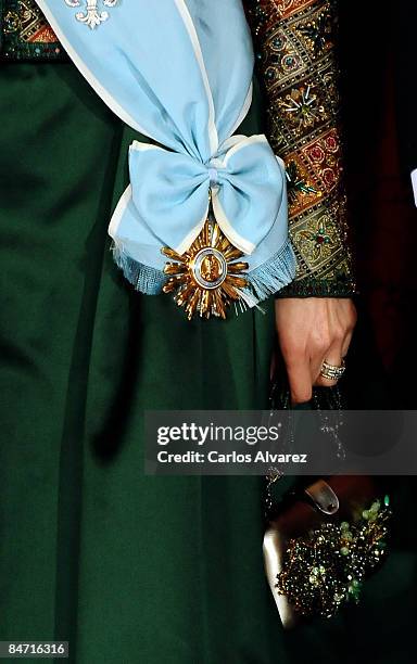 Princess Letizia of Spain attends a Gala Dinner honouring Argentine President Cristina Fernandez de Kirchner, at The Royal palace on February 09,...