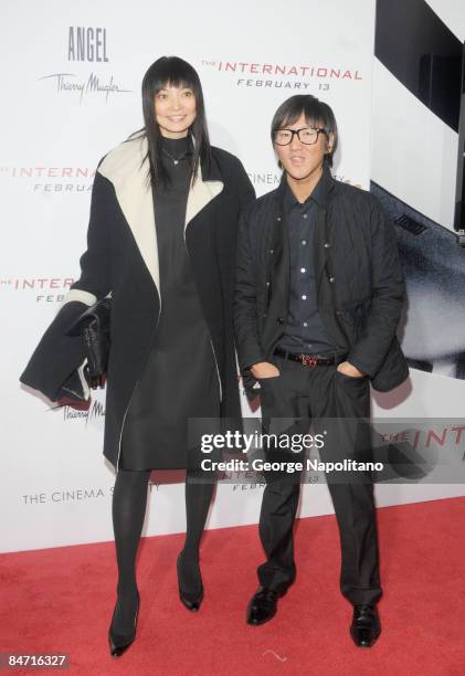 Model Irina Pantaeva and guest attend the Cinema Society and Angel by Thierry Mugler screening of "The International" at AMC Lincoln Square on...