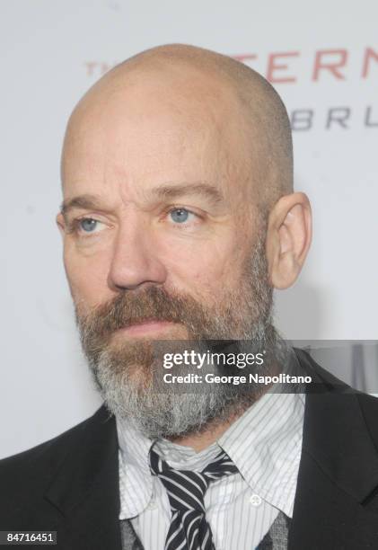 Musician Michael Stipe attends the Cinema Society and Angel by Thierry Mugler screening of "The International" at AMC Lincoln Square on February 9,...