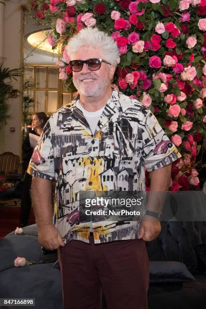 Spanish film director Pedro Almodovar attends the presentation of creations for Spring-Autunm 2018 Collection of Palomo Spain label during the first...