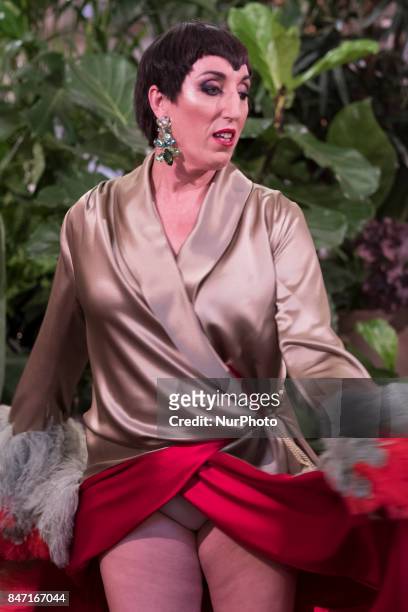 Spanish actress Rossy de Palma takes to the catwalk with a creation for Spring-Autunm 2018 Collection of Palomo Spain label during the first day of...
