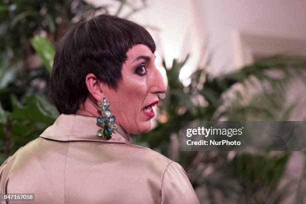 Spanish actress Rossy de Palma takes to the catwalk with a creation for Spring-Autunm 2018 Collection of Palomo Spain label during the first day of...