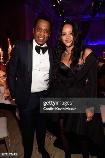 Jay-Z and Rihanna attend Rihanna's 3rd Annual Diamond Ball Benefitting The Clara Lionel Foundation at Cipriani Wall Street on September 14, 2017 in...