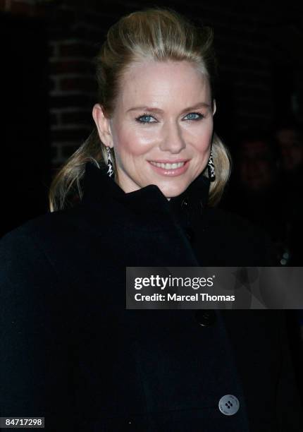 Naomi Watts visits "Late Show with David Letterman" at the Ed Sullivan Theater on February 9, 2009 in New York City.