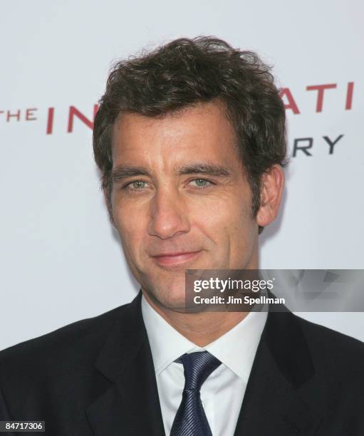 Actor Clive Owen attends the Cinema Society and Angel by Thierry Mugler screening of "The International" at AMC Lincoln Square on February 9, 2009 in...
