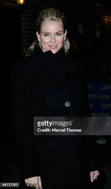Naomi Watts visits "Late Show with David Letterman" at the Ed Sullivan Theater on February 9, 2009 in New York City.