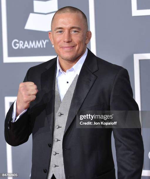 Fighter George St-Pierre arrives at the 51st Annual Grammy Awards at the Staples Center on February 8, 2009 in Los Angeles, California.