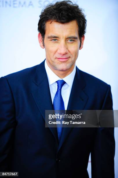 Actor Clive Owens attends the Cinema Society and Angel by Thierry Mugler screening of "The International" at AMC Lincoln Square on February 9, 2009...