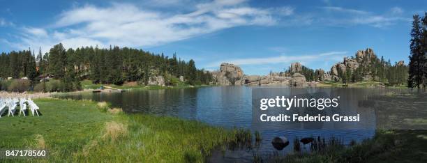 panoramic view of sylvan lake, custer state park, south dakota - keystone south dakota 個照片及圖片檔