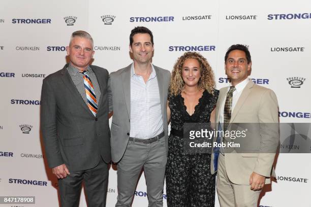Peter McGuigan, Todd Lieberman and Riva Marker attend the premiere of "Stronger" at Walter Reade Theater on September 14, 2017 in New York City.