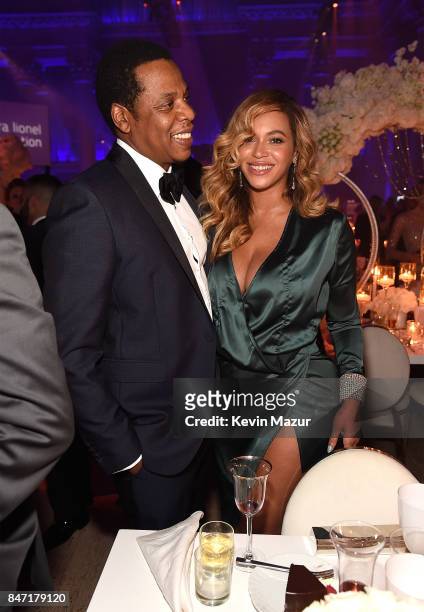 Jay-Z and Beyonce attend Rihanna's 3rd Annual Diamond Ball Benefitting The Clara Lionel Foundation at Cipriani Wall Street on September 14, 2017 in...