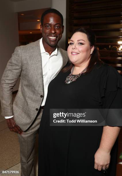 Sterling K. Brown and Chrissy Metz attend The Hollywood Reporter and SAG-AFTRA Inaugural Emmy Nominees Night presented by American Airlines, Breguet,...