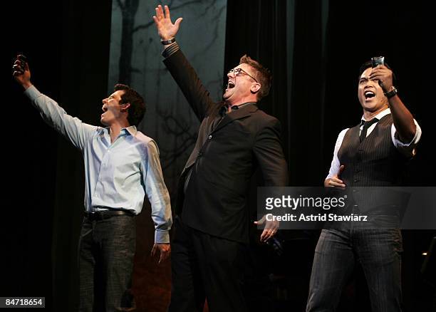 Actors John Tartaglia, Christopher Sieber and Jose Llana performs "Matchmaker, Matchmaker"during the 2009 Broadway Backwards at the American Airlines...