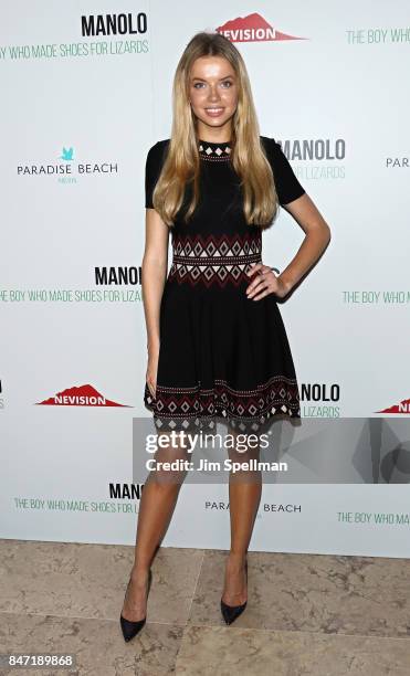 Model Louisa Warwick attends the premiere of "Manolo: The Boy Who Made Shoes For Lizards" hosted by Manolo Blahnik with The Cinema Society at The...