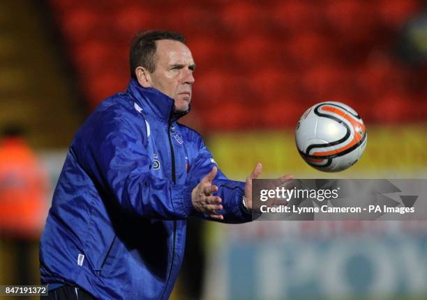 Kilmarnock manager Kenny Shiels during the Clydesdale Bank Scottish Premier League match at Tannadice Stadium, Dundee.