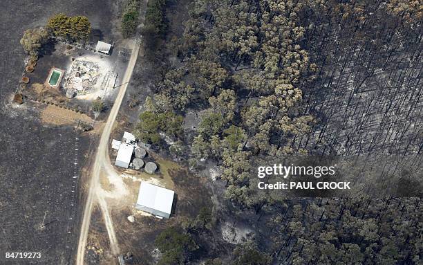 Remains of a farm house destroyed by the Bunyip wildfire which burnt through thousands of hectares of farmland and the Bunyip State Forest in LaTrobe...