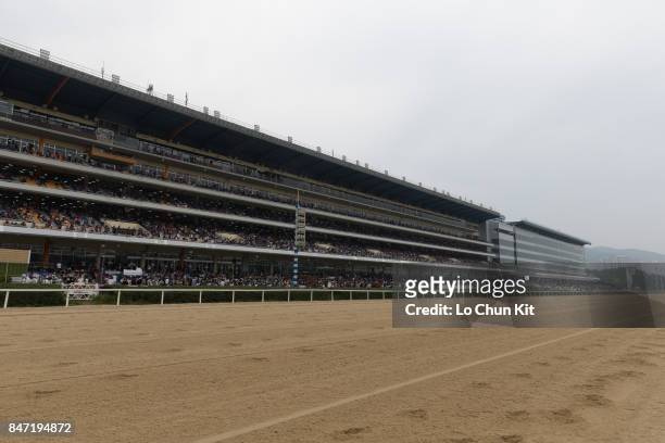 General view of the sand track at Seoul Racecourse during the Korean Autumn Racing Carnival at Seoul Racecourse on September 10, 2017 in Seoul, South...