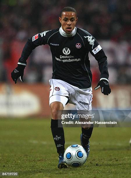 Sidney Sam of Kaiserslautern runs with the ball during the Second Bundesliga match between 1. FC Nuernberg and 1. FC Kaiserslautern at the easyCredit...