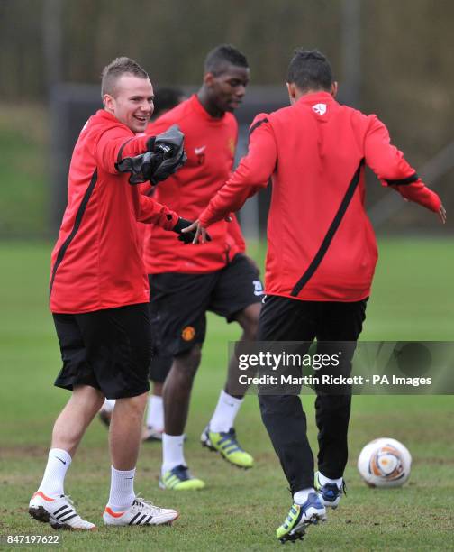 Manchester United's Tom Cleverley during a training session at Carrington Training Centre, Manchester.