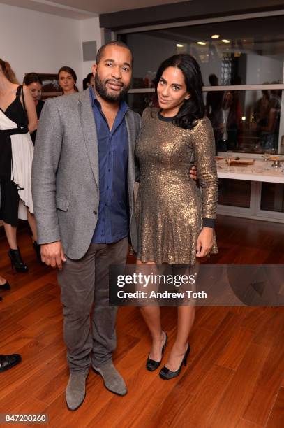 Ego Soleil's Founder Del Addison and Sharon Carpenter attend Ego Soleil NYFW SS 2018 launch featuring art by GE Galeria on September 14, 2017 in New...