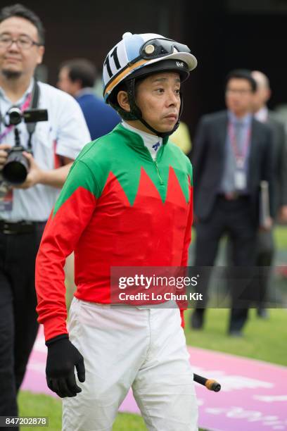 Jockey Yasunari Iwata at Seoul Racecourse during the Korea Autumn Racing Carnival on September 10, 2017 in Seoul, South Korea.