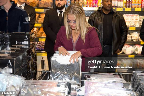 Singer Anastacia is seen at Shoppingcenter 'Das Gerber' to have a look at her new fashion collection on September 14, 2017 in Stuttgart, Germany.