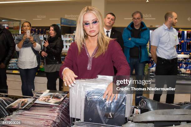 Singer Anastacia is seen at Shoppingcenter 'Das Gerber' to have a look at her new fashion collection on September 14, 2017 in Stuttgart, Germany.