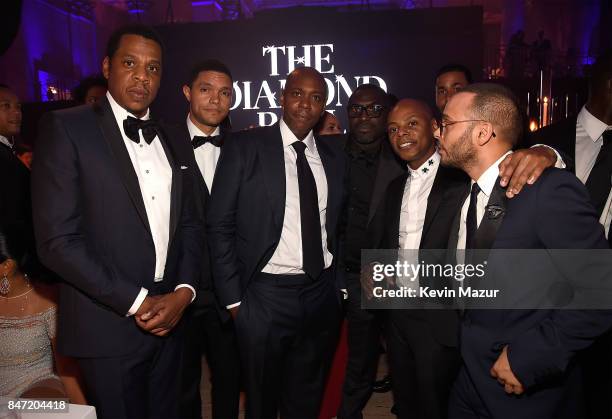 Jay-Z, Trevor Noah, Dave Chappelle, Tyran 'Tata' Smith and Richie Akiva attend Rihanna's 3rd Annual Diamond Ball Benefitting The Clara Lionel...