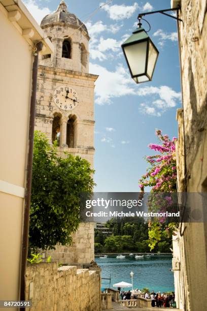 town scene of cavtat, croatia - dubrovnik stockfoto's en -beelden