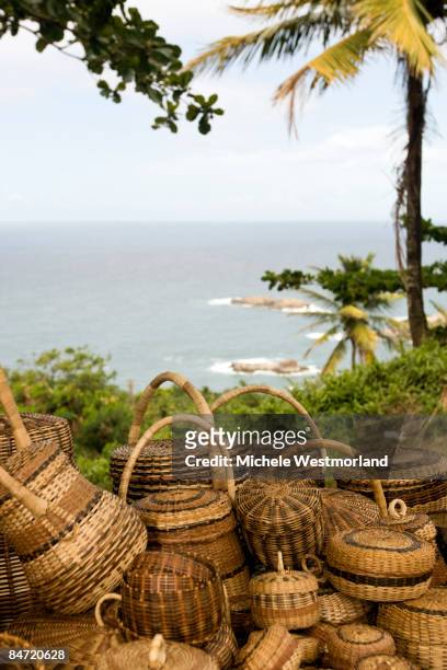 traditional baskets, dominica, caribbean - dominica stock pictures, royalty-free photos & images
