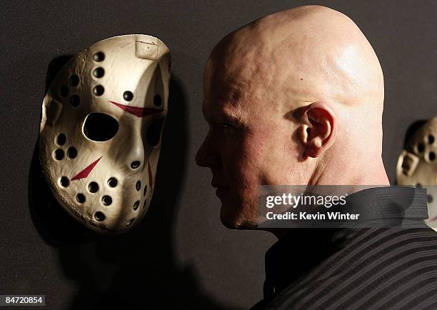 Actor Derek Mears arrives at the premiere of Warner Bros.' "Friday the 13th" at the Chinese Theater on February 9, 2009 in Los Angeles, California.