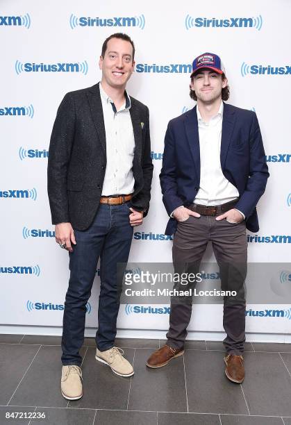 Professional NASCAR drivers Kyle Busch and Ryan Blaney visit SiriusXM Studios on September 14, 2017 in New York City.