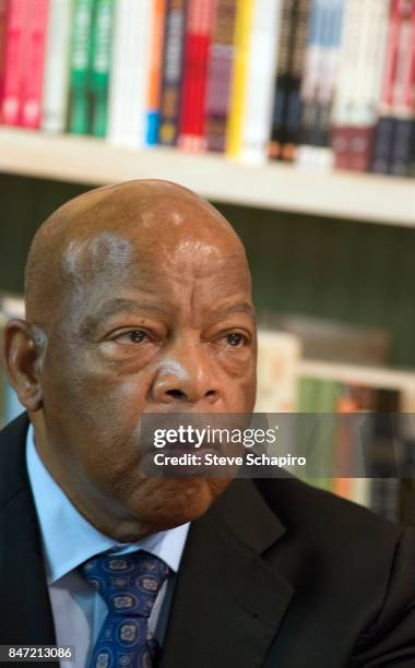 View of American politician and Civil Rights activist US Representative John Lewis at a book signing during the Montreat Conference Center's 'Dr...