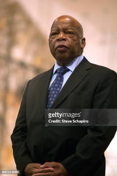 American politician and Civil Rights activist US Representative John Lewis speaks from the stage at the Montreat Conference Center during the 'Dr...
