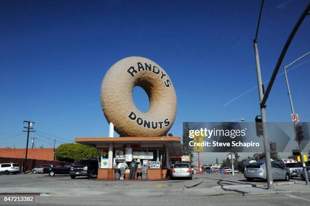 Exterior view of Randy's Donuts , Inglewood, California, August 24, 2009.