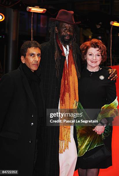 Actors Brenda Blethyn and Sotigui Kouyate and director Rachid Bouchareb attend the premiere for 'London River' as part of the 59th Berlin Film...