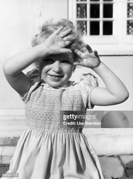Princess Anne at the Royal Lodge in Windsor, April 1954.