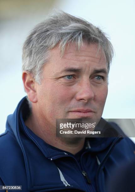 Chris Silverwood, head coach of Essex faces the media after the Specsavers County Championship Division One match between Warwickshire and Essex at...