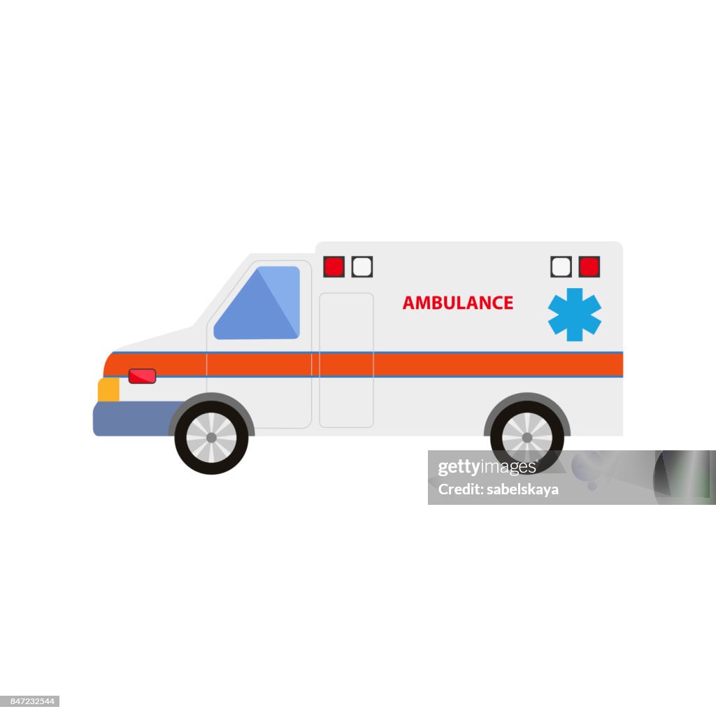 Vectores Dibujos Animados Plano Emergencia Ambulancia El Coche Ilustración  de stock - Getty Images