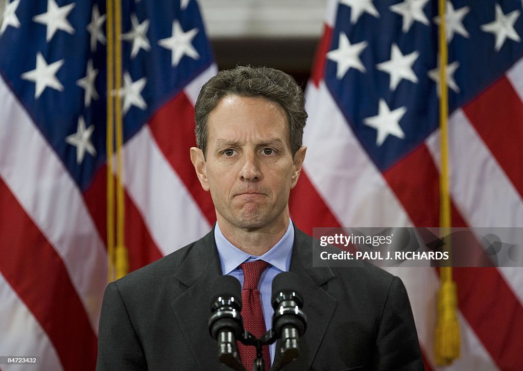 Tim Geithner US Treasury Secretary Timothy Geithner outlines his plan to restore ...