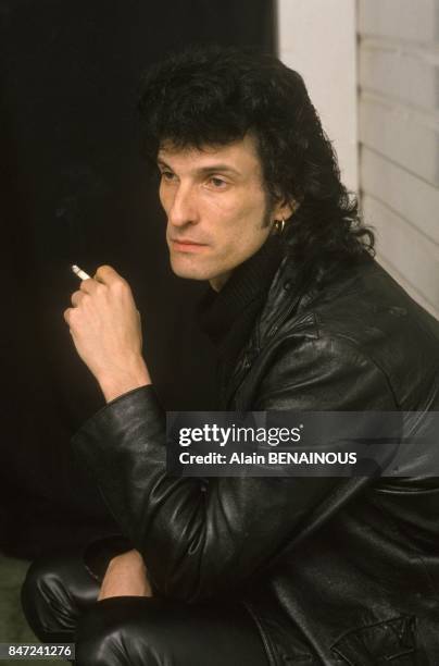 Willy DeVille, lead singer and songwriter of American rock band Mink DeVille, at music festival 'Printemps de Bourges' in April 1989 in Bourges,...