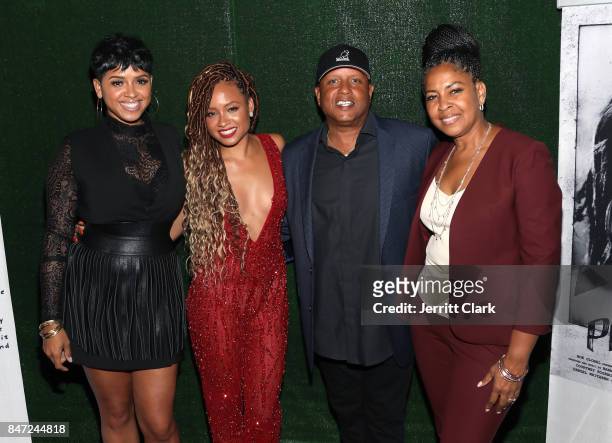 Sisters RaVaughn and Rhyon pose with their parents at a Screening of BOE and The Know Contemporary's "Pretty Girl" By Rhyon on September 14, 2017 in...