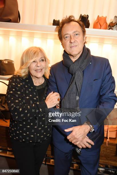 Nicoletta and Jean Christophe Molinier attend the Loewe Cocktail As part of "La Fete Des Vendanges" At Avenue Montaigne on September 14, 2017 in...