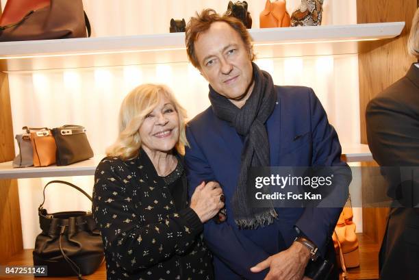 Nicoletta and Jean Christophe Molinier attend the Loewe Cocktail As part of "La Fete Des Vendanges" At Avenue Montaigne on September 14, 2017 in...