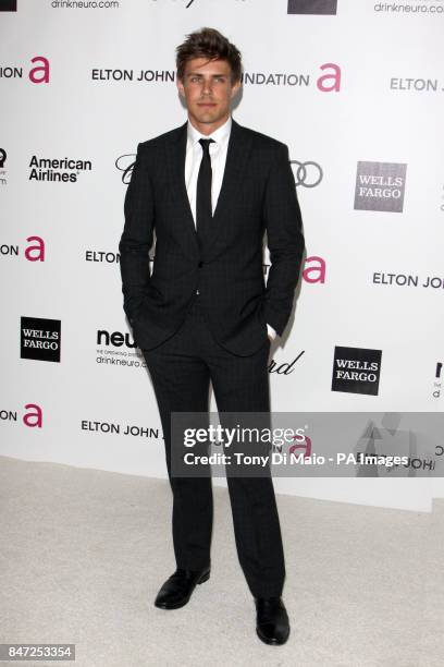 Chris Lowell arriving for the Elton John Aids Foundation Academy Awards Viewing Party at West Hollywood Park in Los Angeles, USA.